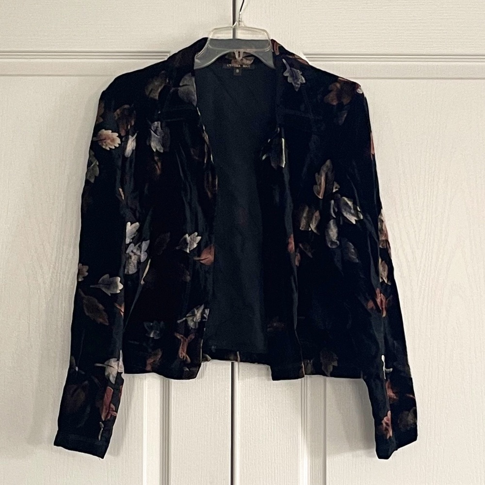 Vintage Cynthia Max Velvet Open Front Jacket Small